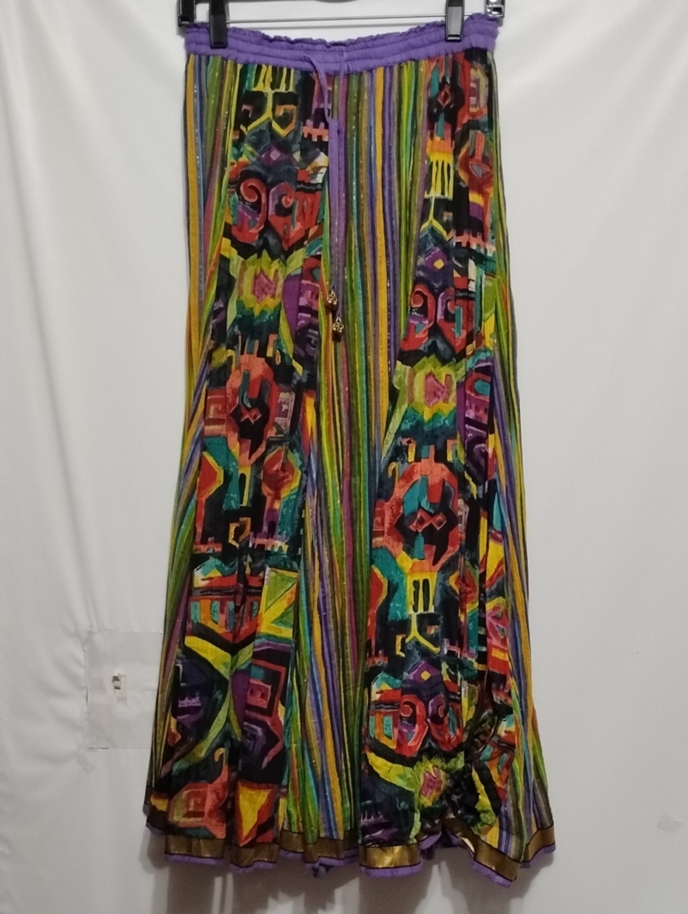 ANU By Natural Vibrant Bohemian-Style Multicolor Geometric Print Maxi Skirt